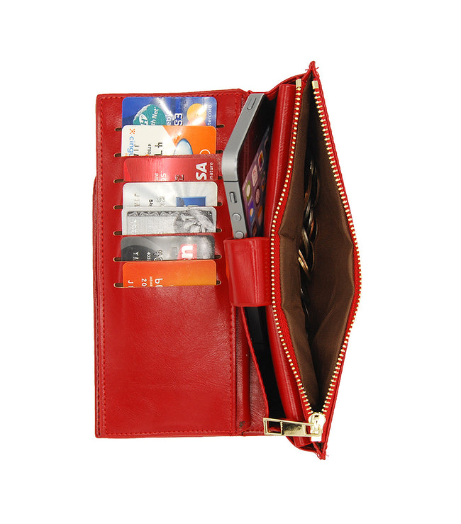 Buy Adamis Red Colour Pure Leather Wallet for Women (W329) Online